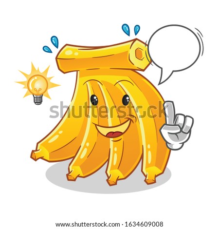 banana got an idea with lamp and bubble cartoon. cute cartoon mascot vector