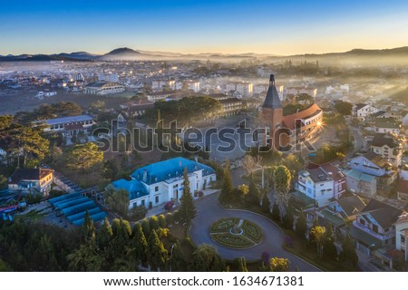 Cao dang su pham Da Lat or Pedagogical College Dalat or Lycee Yersin School in Dalat, Vietnam. The school was founded in 1927 in Dalat to educate the children of French colonialists Royalty-Free Stock Photo #1634671381