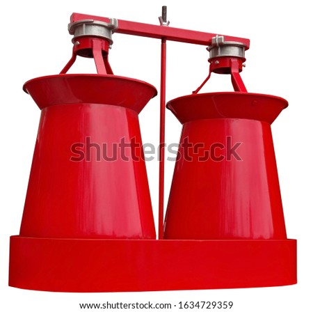 High pressure fire hydrant with quick connecting locks on white background