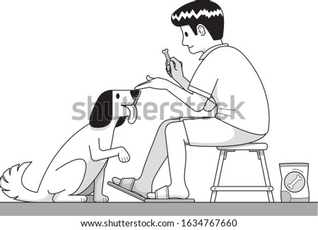 the man training his dog.