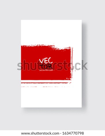 Black red ink brush stroke on white background. Minimalistic style. Vector illustration of grunge element stains.Vector brushes illustration.