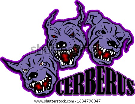 this is a vector of three dog's head, cerberus