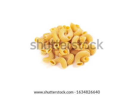 pasta cavatappi with stripes isolated on white background. Royalty-Free Stock Photo #1634826640