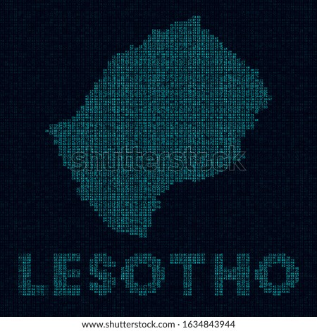 Lesotho tech map. Country symbol in digital style. Cyber map of Lesotho with country name. Cool vector illustration.