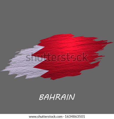 Grunge styled flag of Bahrain. Brush stroke background