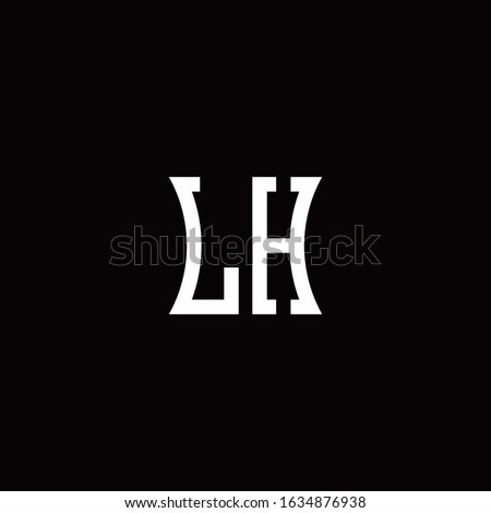 LH monogram logo with curved side style design template