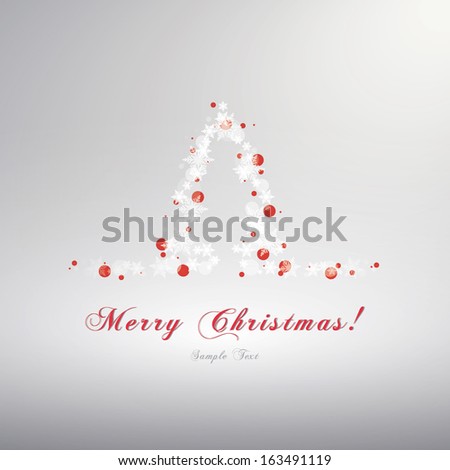 Scalable minimal vector christmas icon built of snowflakes and bokeh lights for christmas greeting cards, banners, backgrounds and brochures - white and red edition