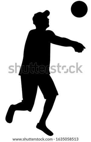 Sport player. Vector silhouette of a man who plays volleyball