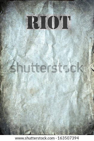 Riot letters on antique poster