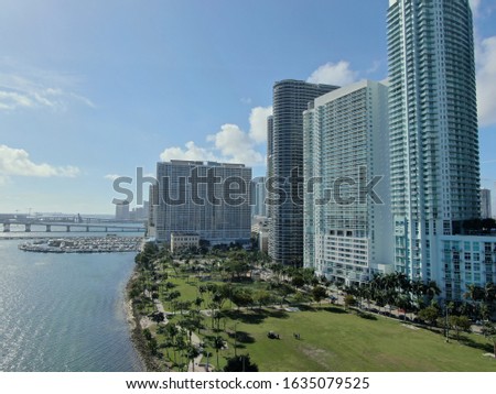 downtown miami from drone day