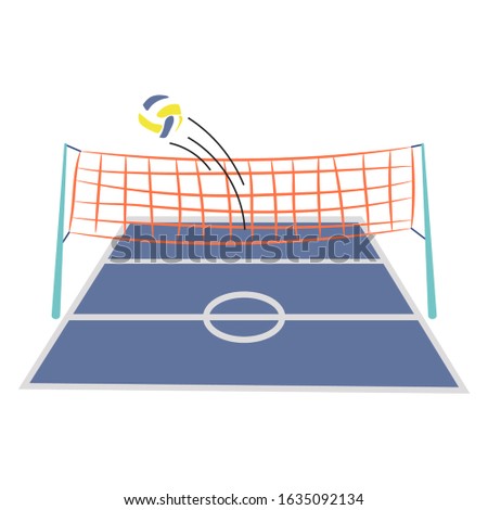 Volleyball ground court cartoon vector illustration. Volley ball play field object.