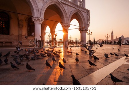famous San Marco at sunrise. Square. Venice, Italy