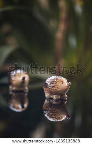 Two little porcupines made of ceramic