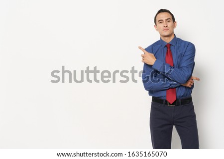Cheerful business man tie grimace facial expression