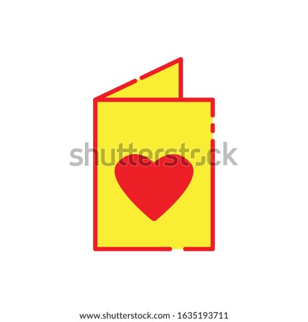 Book flat icon, heart, valentine's day. Design template vector