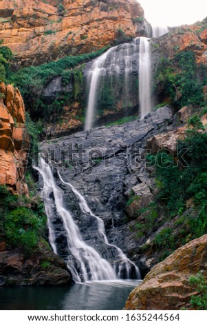 Long exposure picture of the Walter Sisulu Botanical Garden falls in South Africa