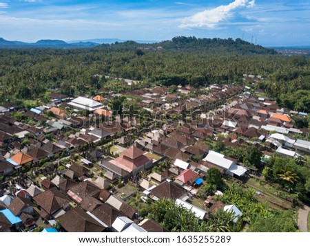 aerial landscape over small village