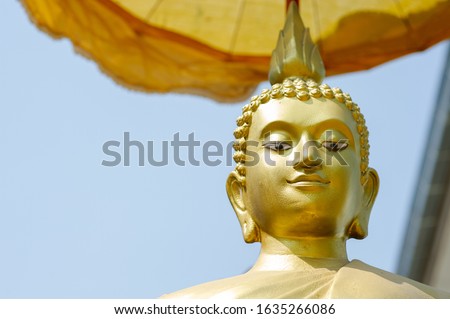 The golden Buddha statue from cement