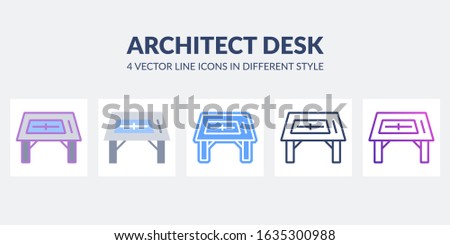 Architect desk vector icon. Building design project.
