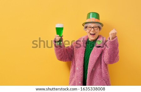 The senior woman in leprechaun hat for a Saint Patrick's Day.