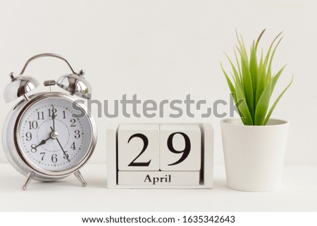 April 29 according to the wooden calendar.The concept of one day a year.Spring in the yard