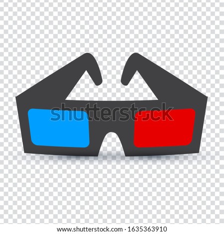 3D cinema eyesight vector flat icon sign on transparent background for web and mobile. Eps10 vector illustration.