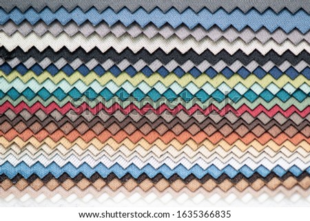 multicolored fabric samples for curtains textile texture zigzag