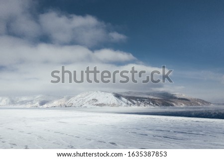 Lake Baikal in winter aerial photography