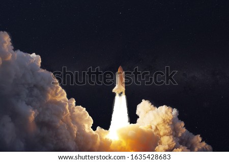 the shuttle spaceship launch in the sky, fly in the space  elements of this image furnished by nasa Royalty-Free Stock Photo #1635428683