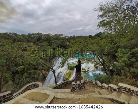 Man over a waterfall ,(EL SALTO-EL MECO) san luis potosi México