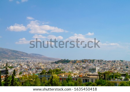 View of Athens capital from Athenian Acropolis in Greece