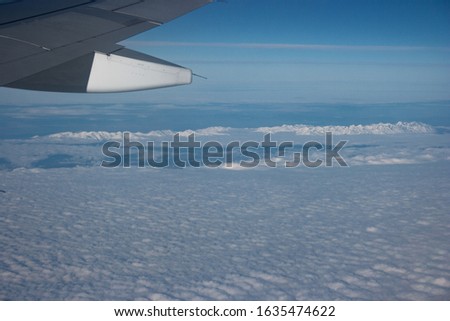 Aerial view of snow covered Tatra mountains at the border of Slovakia and Poland