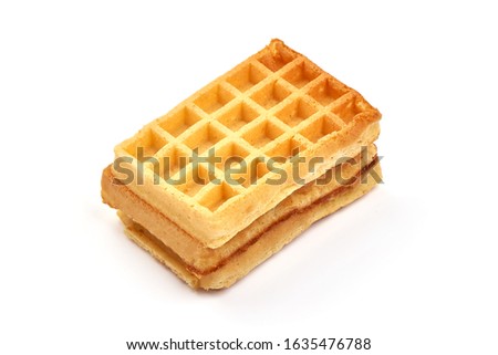 Traditional American Waffles, isolated on white background.