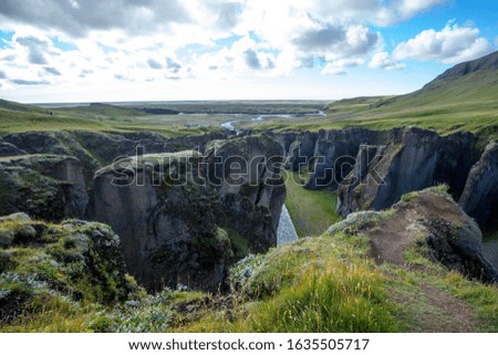 Amazing Fjadrargljufur canyon in summer, Iceland