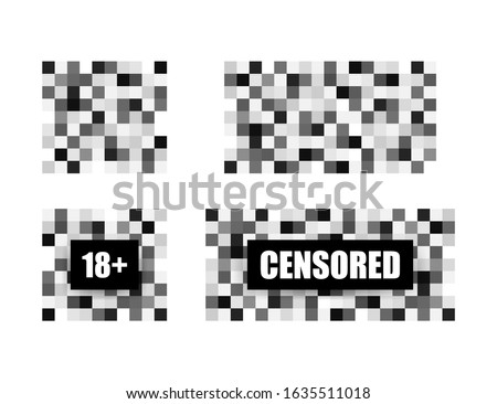 Pixel censored sign. Black censor bar concept. Vector illustration Royalty-Free Stock Photo #1635511018