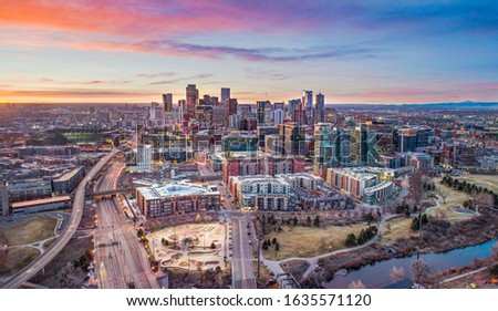 Denver Colorado CO Downtown Skyline Aerial.