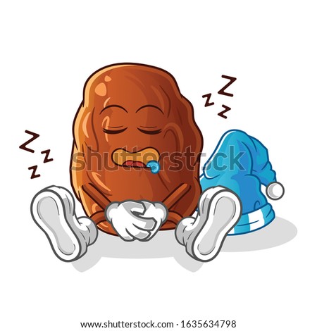 date fruit sleeping with sleeping hat cartoon. cartoon mascot vector
