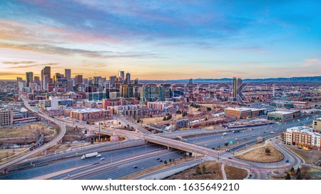 Denver, Colorado, USA Drone Skyline Aerial Panorama.