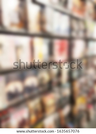 Abstract Blurred shop display inside a store.