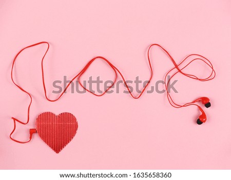red headphones shaped love lettering