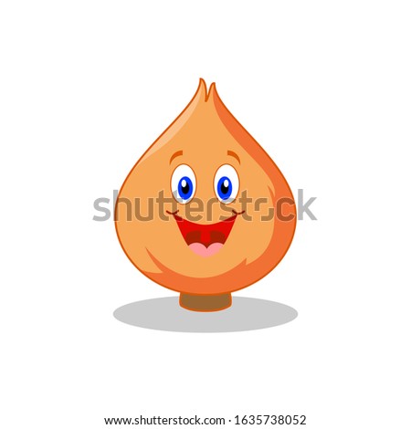 Happy cute smiling onion. Vector flat cartoon character illustration icon.Isolated on white background. Cute onion vegetable character concept