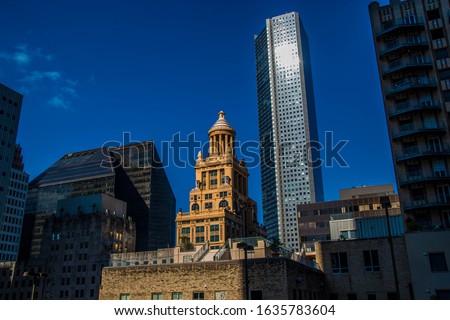 Downtown Houston evening skyline, building shots
