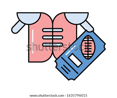 american football sport ticket with balloon and front shirt vector illustration design