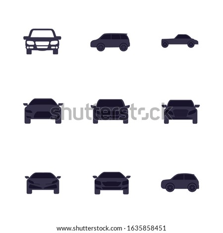 Black cars set design, Vehicle automobile auto transportation transport wheel automotive and speed theme Vector illustration