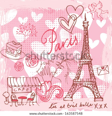 Love & romance in Paris background 