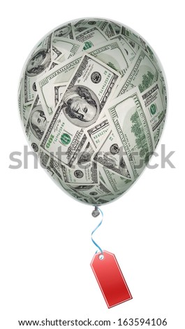 Money investment concept - balloon full of  dollars
