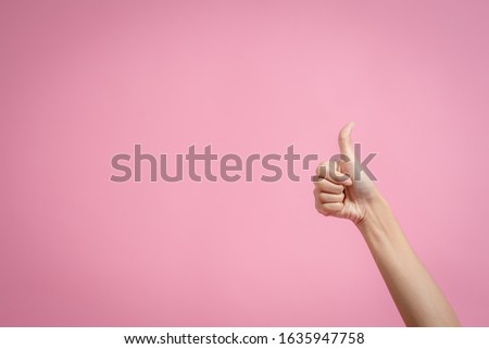 Pictures of people who can't remember gestures, gestures showing approval or agreement, gestures through pink background. Body language concepts like gestures.