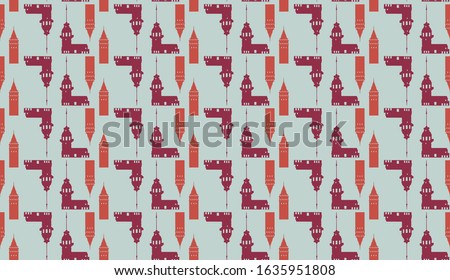 Seamless pattern design using Istanbul Galata Tower and Maiden Tower