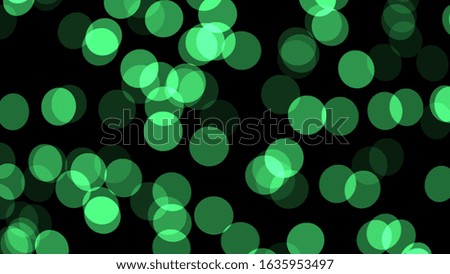 Defocused fantasy light green pattern . Round sparkle from light. Bokeh style image on black background