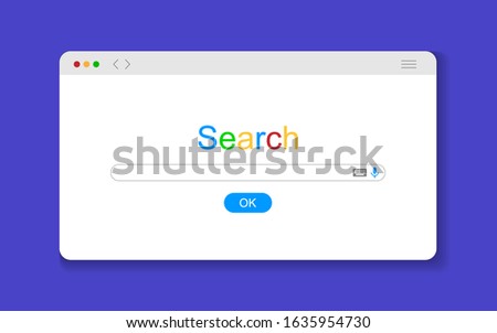 Internet search window. Browser search engine computer screen shape row web page engine blank tab website, flat vector illustration.